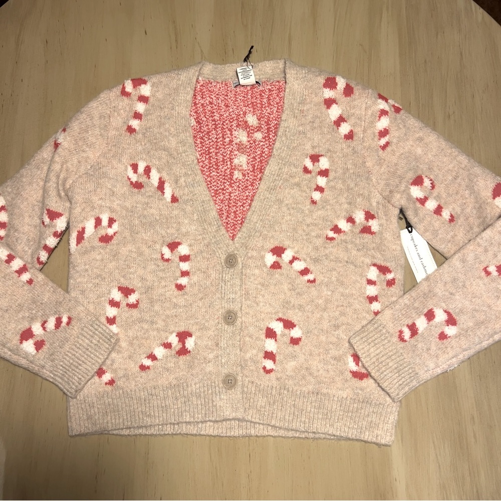 Cupcakes & Cashmere Candy Cane Christmas Holiday Cardigan Viral Blogger Fave